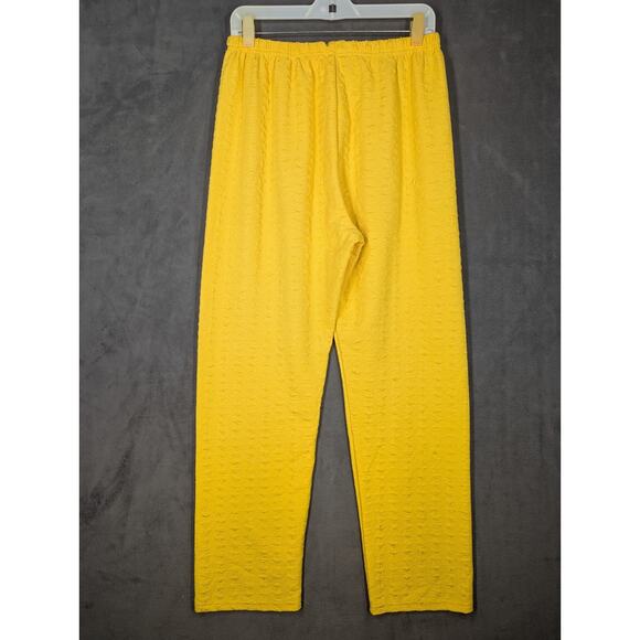 Vtg Polyester Pull-On Pants Womens Large Yellow Dressy Party Textured - Picture 8 of 9